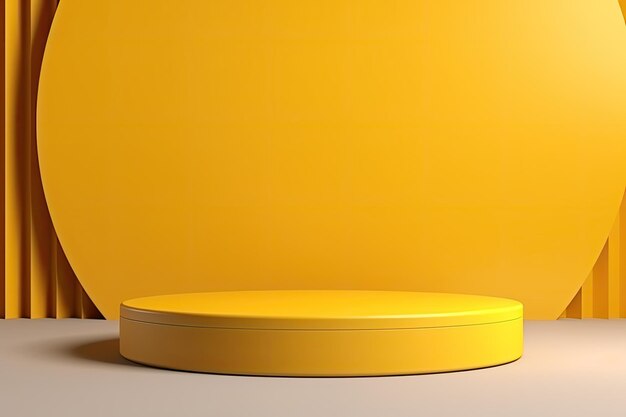 Futuristic yellow podium a minimalist 3d render for captivating product presentations in a futurist