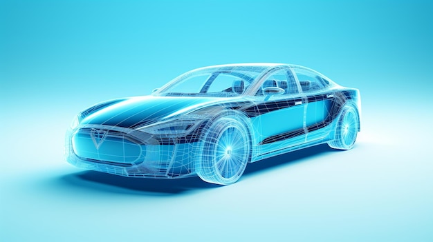 Futuristisch automodel op blauwe achtergrond