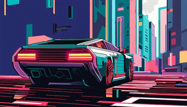 Futuristisch concept cyberpunk stijl supercar auto behang achtergrond illustratie
