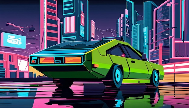 Futuristisch concept cyberpunk stijl supercar auto behang achtergrond illustratie