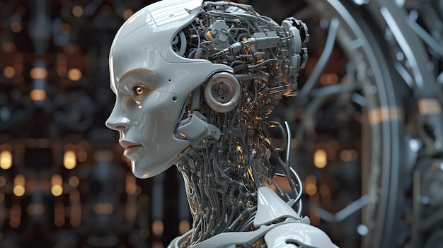 futuristisch concept van kunstmatige intelligentie van menselijke robot