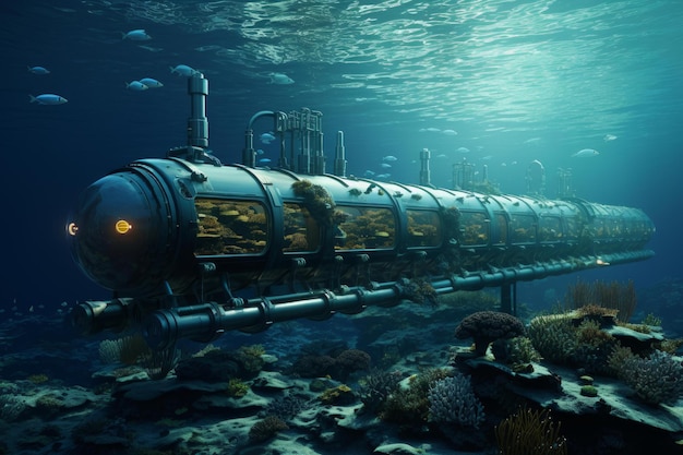 Foto futuristisch concept voor een onderwateronderzoeksfaciliteit