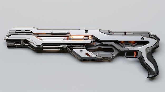 Futuristisch geweer geïsoleerd op grijze achtergrond sci-fi wapen