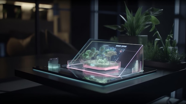 Futuristisch hologram op tafel Generatieve AI