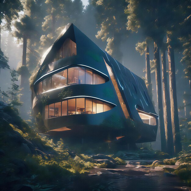 Futuristisch Huis Ai gegenereerd beeld