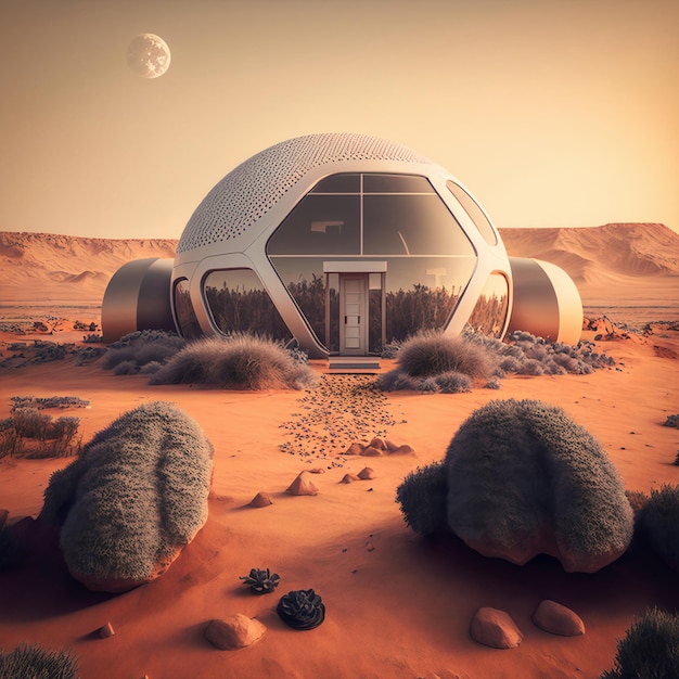 Futuristisch modern huis in mars