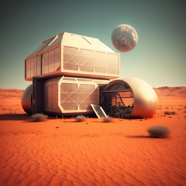 Futuristisch modern huis in mars