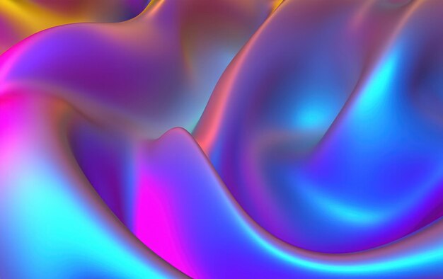 Futuristisch ontwerp vloeiende vloeiende vormen in roze en blauw transparant glas 3D render modern abstract behang