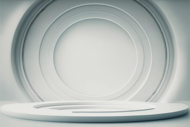 Futuristisch podium in een showroom met kopieerruimte voor productvertoning