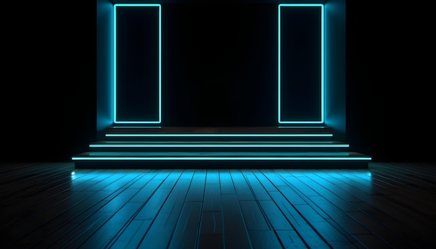 Futuristisch podium kleurrijke neonlichten podia kamer achtergrond en achtergrond leeg podium voor productvertoning of presentaties abstract modern Perfect voor vitrines en moderne projecten 3D Rendering