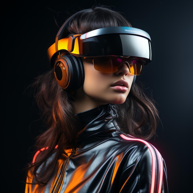 Futuristisch portret van het cybermeisje gemaakt met generatieve AI