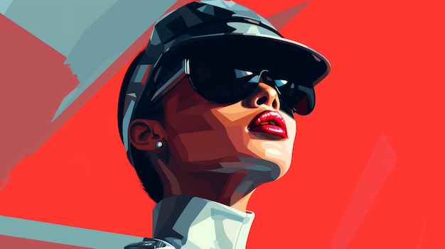 Futuristisch realisme Rihanna geïnspireerd op cartoon Lady In Cap And Sunglasses