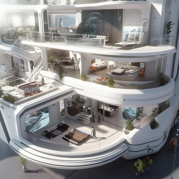 futuristisch slim huis hoog realistisch geen tekst laat ontwerp