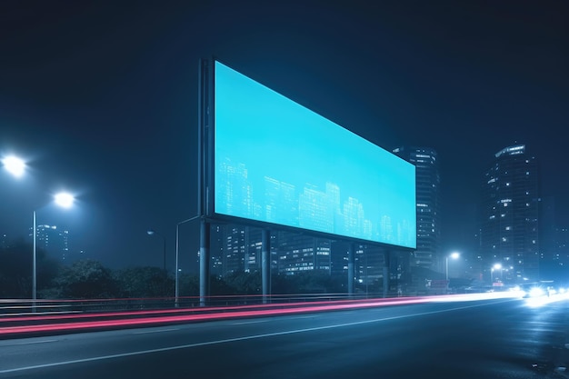 Futuristisch stadsbeeld Billboard Mockup en buitenreclame