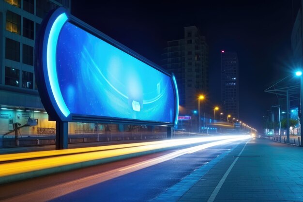 Futuristisch stadsbeeld Billboard Mockup en buitenreclame