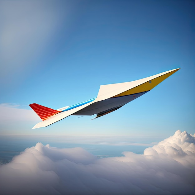 Futuristisch vliegtuig in de lucht