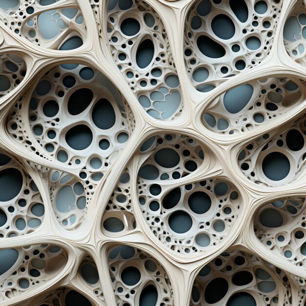 Futuristische 3D-gedrukte botstructuur met biomimicry-geïnspireerde kantpatronen