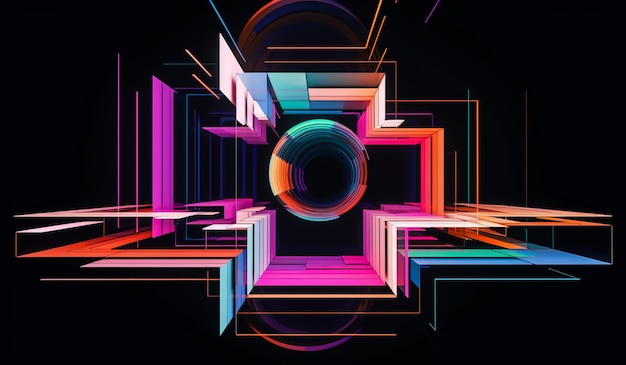 Foto futuristische abstracte achtergrond met gloeiende kleurrijke lijnen ai gegenereerd