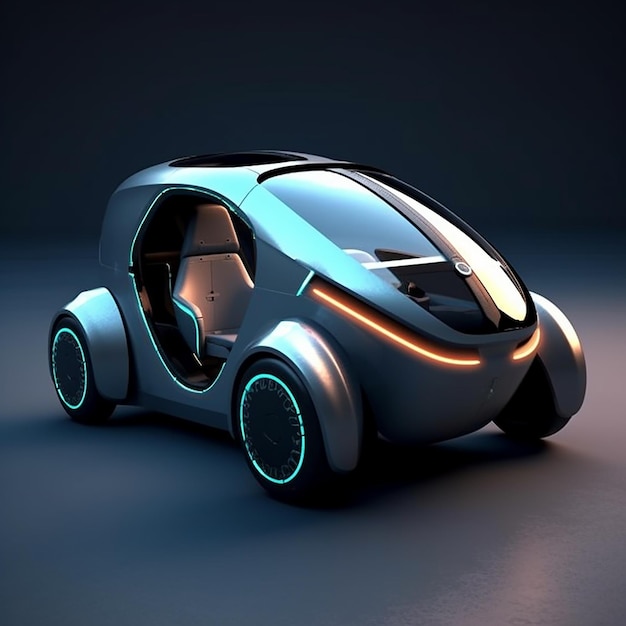 Futuristische auto krijger auto held uit de toekomst schattig personage eco auto rijden