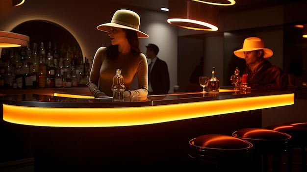 Foto futuristische bar met een koel technologisch licht