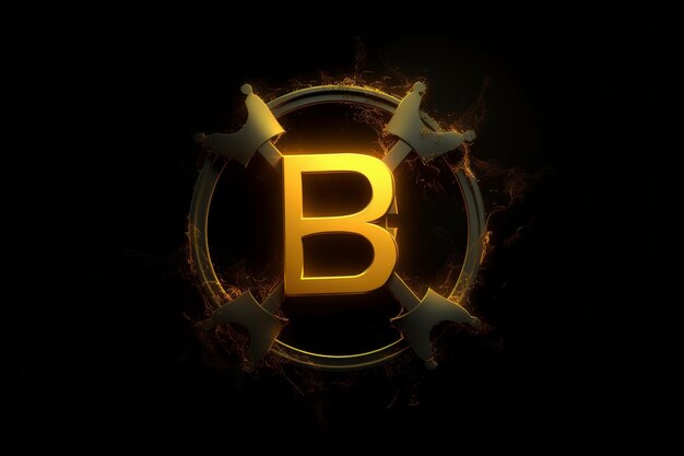 Futuristische biohazard gele Logo letter B op een zwarte achtergrond het logo is in de stijl snel