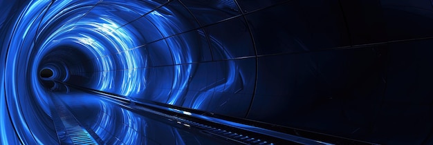Futuristische blauwe tunnel met dynamische lichteffecten