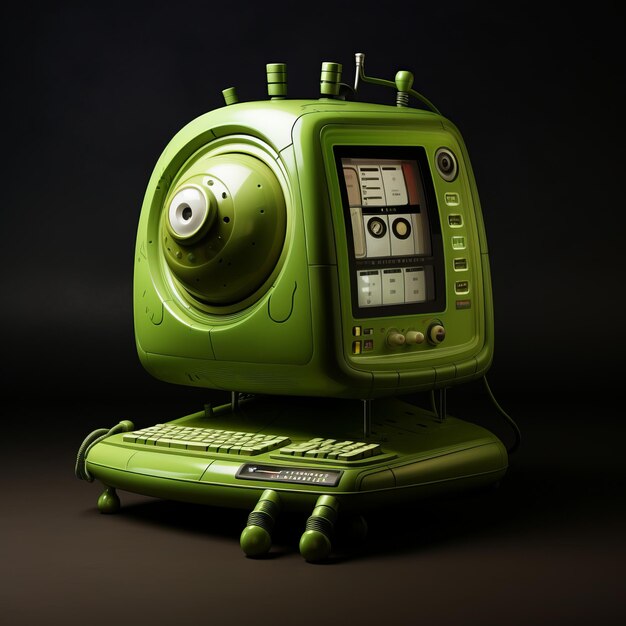 Foto futuristische briljantheid de groene hightech pixar computer revolutie