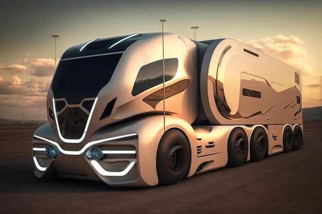 Futuristische busvrachtwagen met automatische piloot automatische aflevering