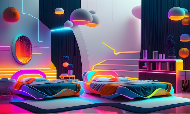 Futuristische Concept Neon Kamer