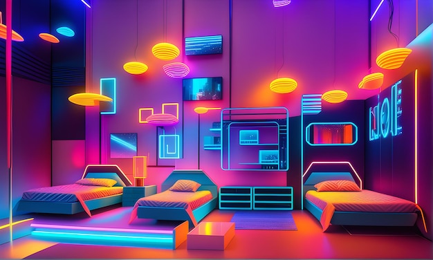 Futuristische Concept Neon Kamer