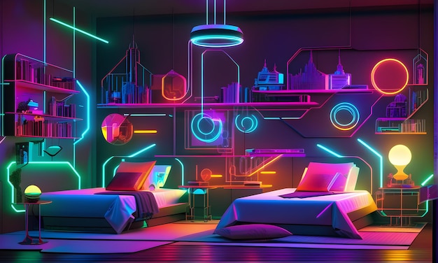 Futuristische Concept Neon Kamer