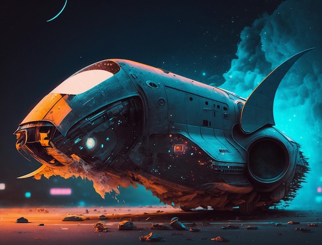 Futuristische Cyberpunk Space Shuttle
