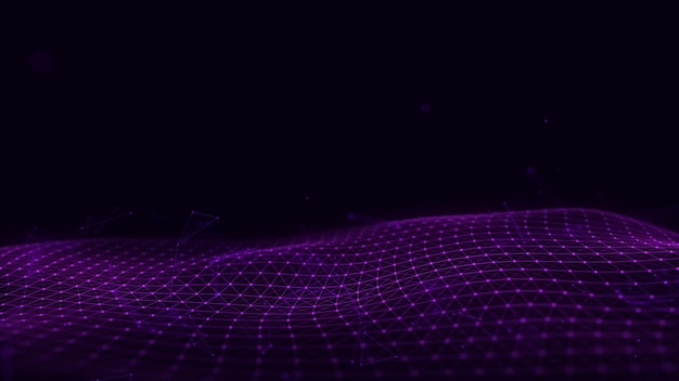 Futuristische digitale golf Donkere cyberspace Abstracte golf met punten en lijnen