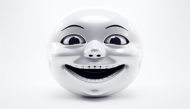Futuristische emoji gezicht op witte achtergrond 3D rendering octane render super gedetailleerd