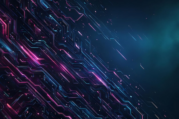 Futuristische gloeiende circuits met neonlichten in het donker