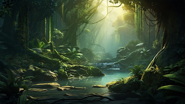 futuristische jungle scene generatieve ai