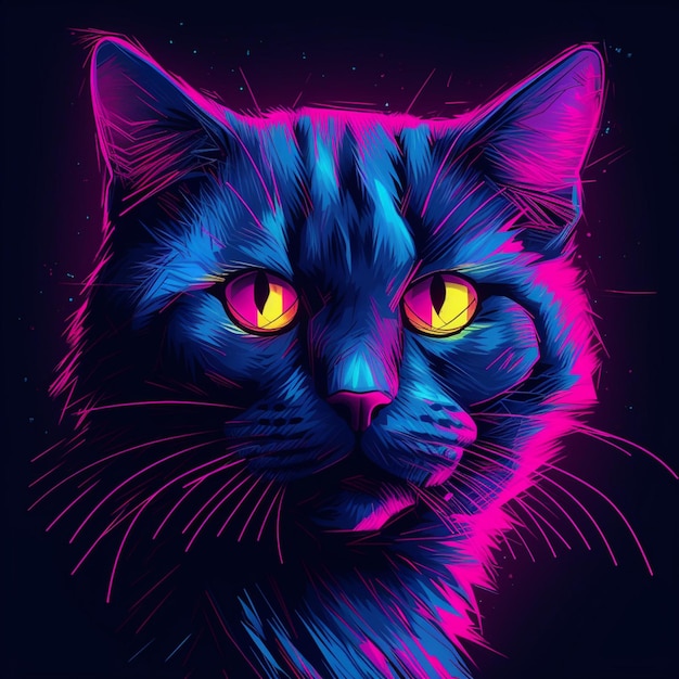 futuristische kat in vaporwave-stijl