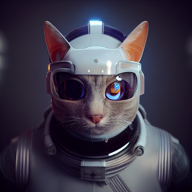 futuristische kattenportret 3D-rendering