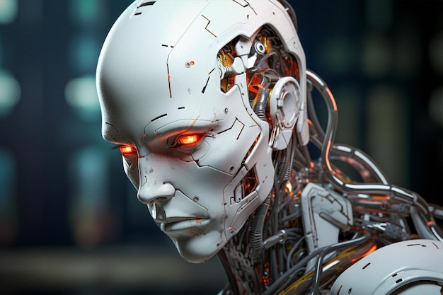 Futuristische kunstmatige intelligentie robot in de toekomst generatieve AI