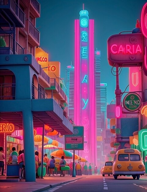 Futuristische Mexicaanse stad met neonlichten