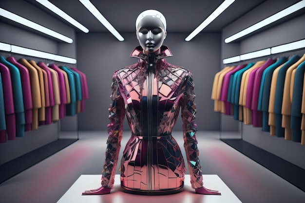 Futuristische modemannequin in de winkel ai generatief