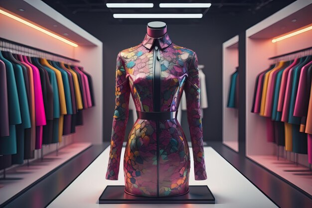 Futuristische modemannequin in de winkel ai generatief