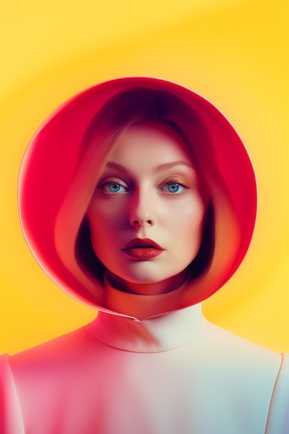 Futuristische Neon Portretten Glamurose Cyber Vrouwen in levendige tinten van Neon Lichten en Geometrische Overlay