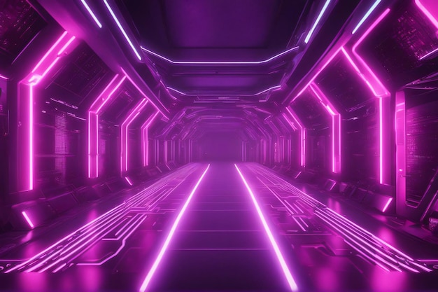 Futuristische netwerken 5G-technologie tunnel neonpunk