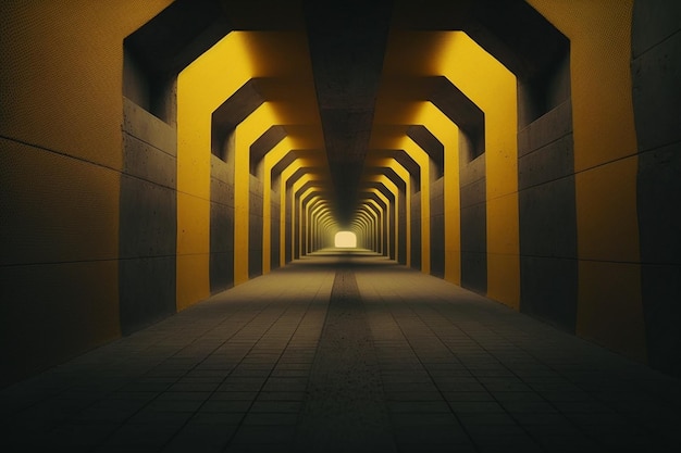 Futuristische ondergrondse gang met kleurrijke lichten