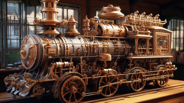 Futuristische, op Steampunk geïnspireerde en creatieve Train Railroad