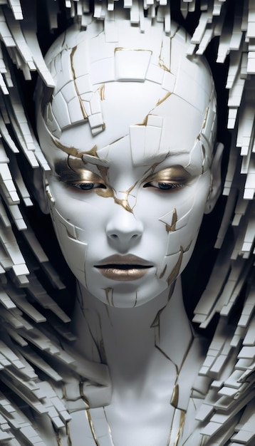 Futuristische robot Abstract portret van vrouw Mooi illustratiebeeld Generatieve AI
