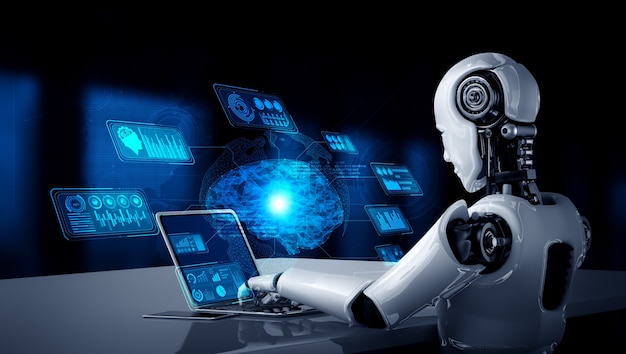 Futuristische robot en data-analyse