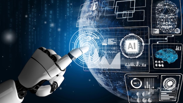 Futuristische robot kunstmatige intelligentie revolutionair ai-technologieconcept