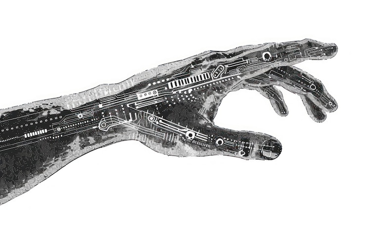 Foto futuristische robotic hand technologie illustratie
